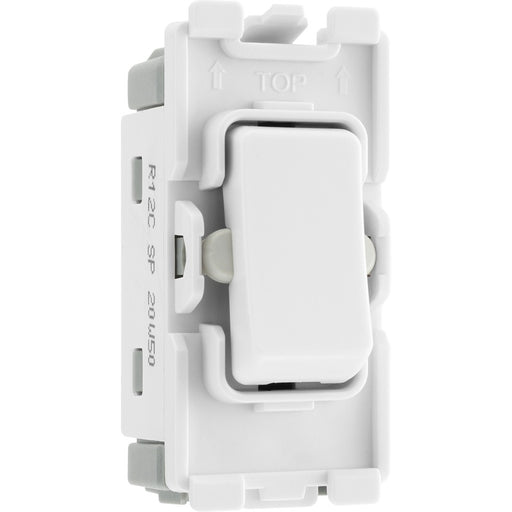 BG Nexus R12C Grid 20AX 2 Way Single Pole Switch Module - Centre Off - White New Nexus Grid BG - Sparks Warehouse