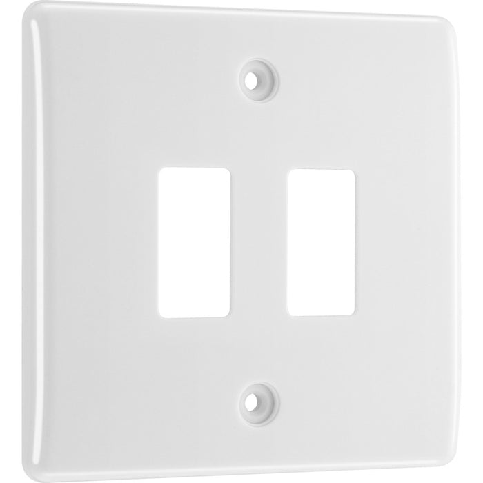BG Nexus R82 Moulded White 2 Gang Grid Front Plate New Nexus Grid BG - Sparks Warehouse