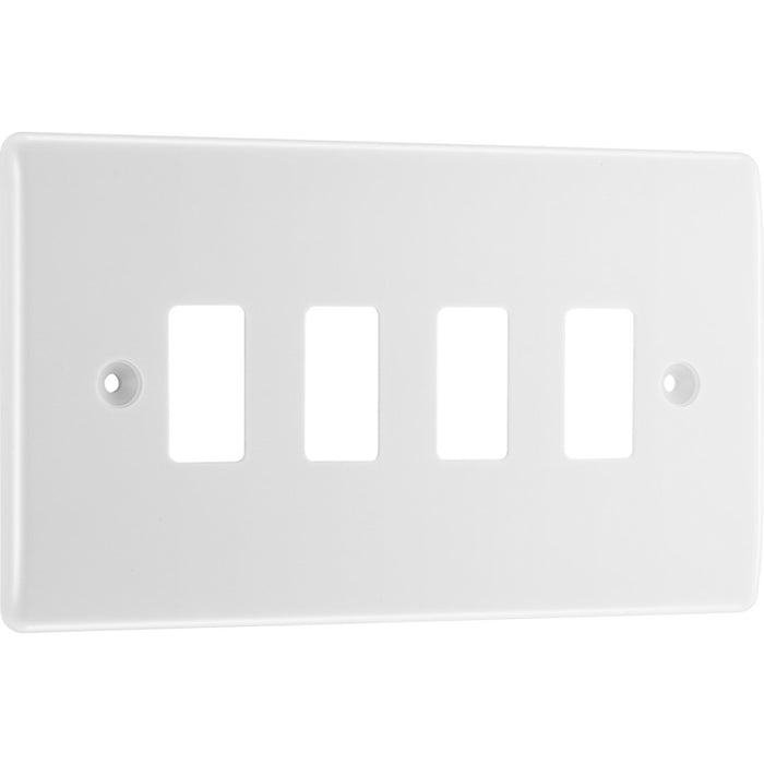 BG Nexus R84 Grid Moulded 4 Gang White Front Plate New Nexus Grid BG - Sparks Warehouse
