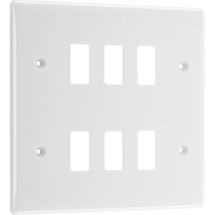 BG Nexus R86 Nexus Moulded 6 Gang White Front Plate New Nexus Grid BG - Sparks Warehouse