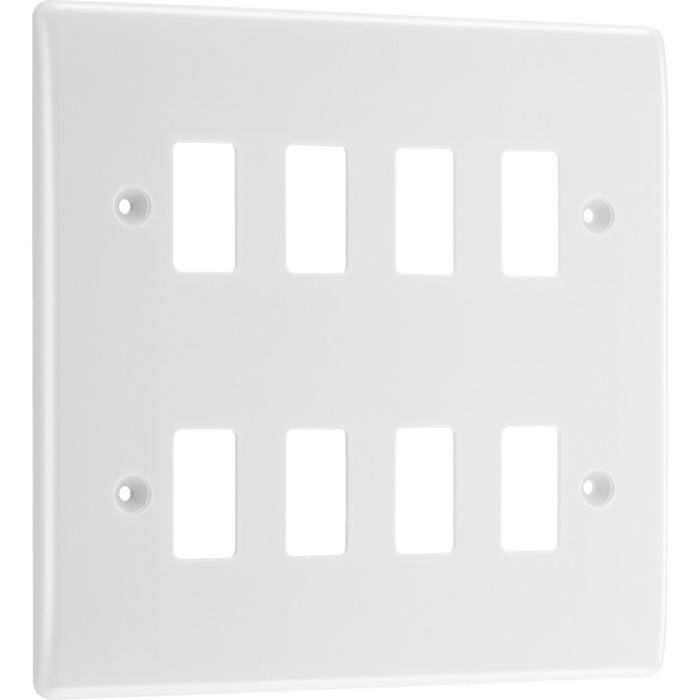 BG Nexus R88 Grid White Moulded 8 Gang Front Plate New Nexus Grid BG - Sparks Warehouse