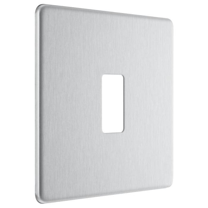 BG Nexus RFBS1 Grid Brushed Steel Screwless 1 Gang Front Plate New Nexus Grid BG - Sparks Warehouse