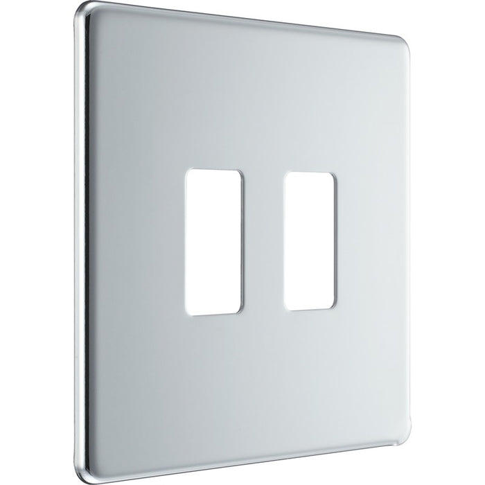 BG Nexus RFPC2 Grid Chrome Screwless 2 Gang Front Plate New Nexus Grid BG - Sparks Warehouse