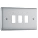 BG Nexus RNBS3 Grid Brushed Steel 3 Gang Front Plate New Nexus Grid BG - Sparks Warehouse