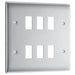 BG Nexus RNBS6 Grid Brushed Steel 6 Gang Front Plate New Nexus Grid BG - Sparks Warehouse