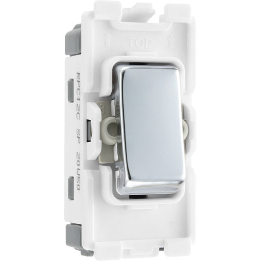 BG Nexus RPC12 Grid Chrome 20AX 2 Way Single Pole Switch Module New Nexus Grid BG - Sparks Warehouse