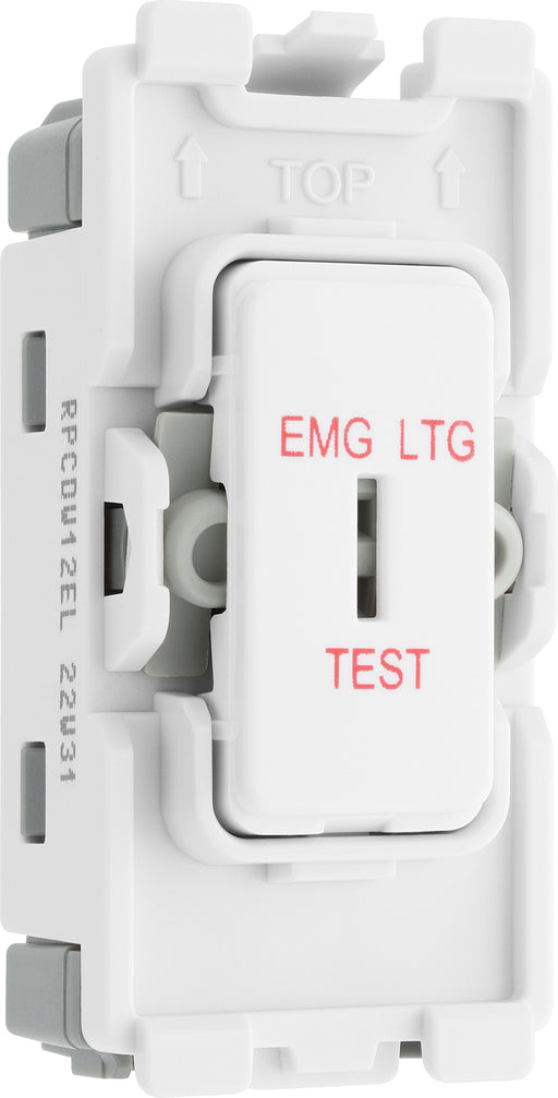 Bg Evolve RPCDW12EL Grid 20AX Key Switch 2W, SP - "EMG LTG TEST" - White Evolve Grid BG - Sparks Warehouse