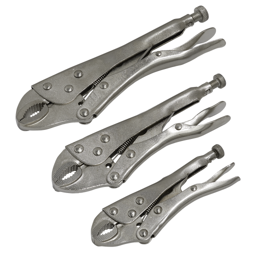Sealey - S0463 Locking Pliers Set 3pc Hand Tools Sealey - Sparks Warehouse