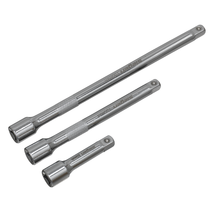 Sealey - S0718 Extension Bar Set 3pc 1/4"Sq Drive Hand Tools Sealey - Sparks Warehouse