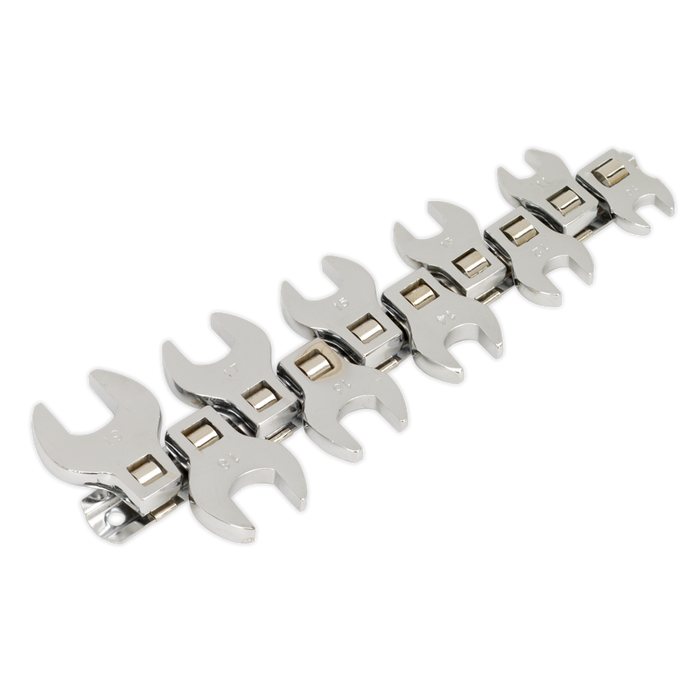 Sealey - S0866 Crow's Foot Open End Spanner Set 10pc 3/8"Sq Drive Metric Hand Tools Sealey - Sparks Warehouse