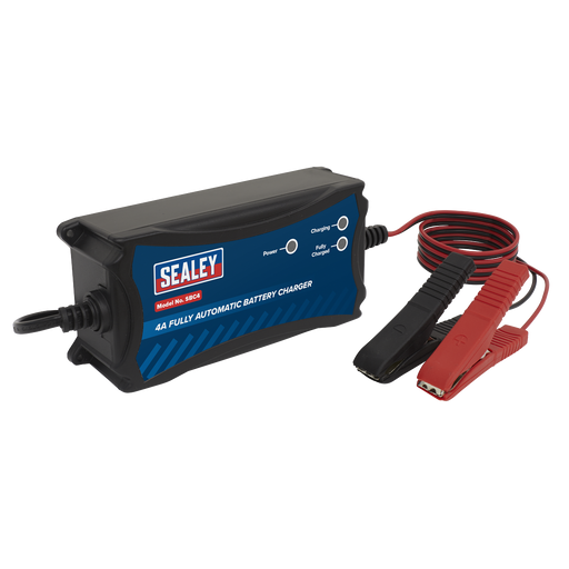 Sealey - SBC4 12V 4A Fully Automatic Battery Charger Battery Chargers & Starters Sealey - Sparks Warehouse