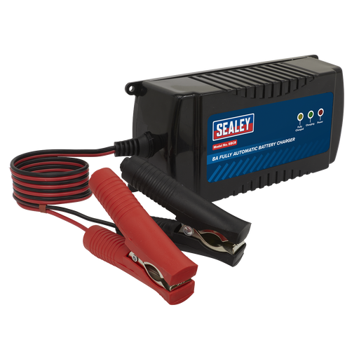 Sealey - SBC8 12V 8A Fully Automatic Battery Charger Battery Chargers & Starters Sealey - Sparks Warehouse