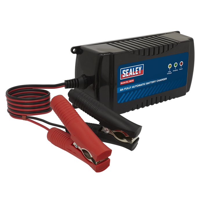 Sealey - SBC8 12V 8A Fully Automatic Battery Charger Battery Chargers & Starters Sealey - Sparks Warehouse
