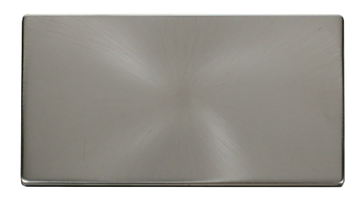 Scolmore SCP061BS - 2 Gang Blank Plate Cover Plate - Brushed Stainless Definity Scolmore - Sparks Warehouse