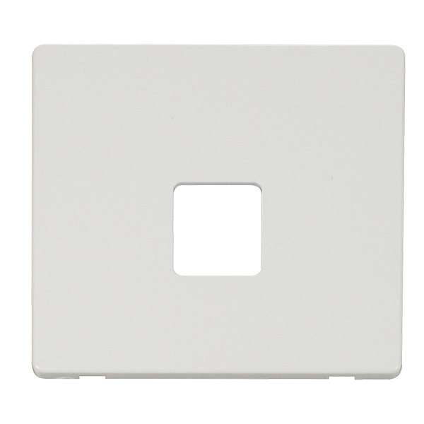 Scolmore SCP120MW - Single Telephone Socket Cover Plate - Metal White Definity Scolmore - Sparks Warehouse