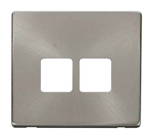 Scolmore SCP121BS - Twin Telephone Socket Cover Plate - Brushed Stainless Definity Scolmore - Sparks Warehouse