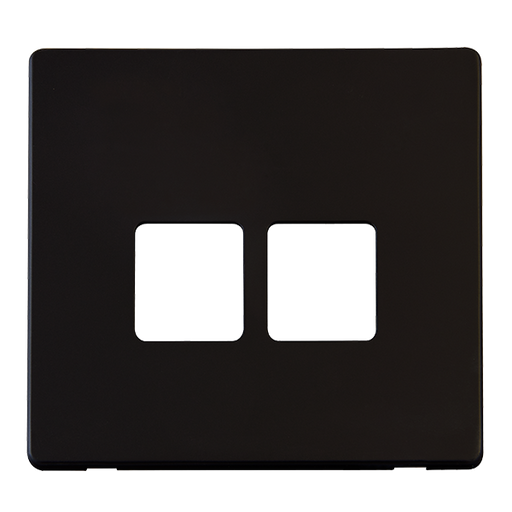 Scolmore SCP121MB - Twin Telephone Socket Cover Plate - Matt Black Definity Scolmore - Sparks Warehouse