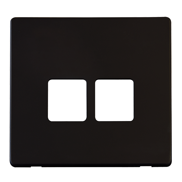 Scolmore SCP121MB - Twin Telephone Socket Cover Plate - Matt Black Definity Scolmore - Sparks Warehouse