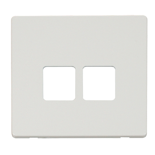 Scolmore SCP121MW - Twin Telephone Socket Cover Plate - Metal White Definity Scolmore - Sparks Warehouse