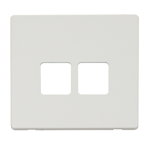 Scolmore SCP121MW - Twin Telephone Socket Cover Plate - Metal White Definity Scolmore - Sparks Warehouse