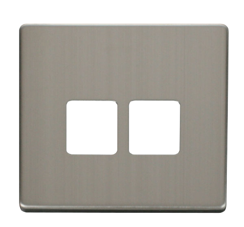 Scolmore SCP121SS - Twin Telephone Socket Cover Plate - Stainless Steel Definity Scolmore - Sparks Warehouse