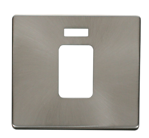 Scolmore SCP201BS - 45A 1 Gang Plate Switch With Neon Cover Plate - Brushed Stainless Definity Scolmore - Sparks Warehouse