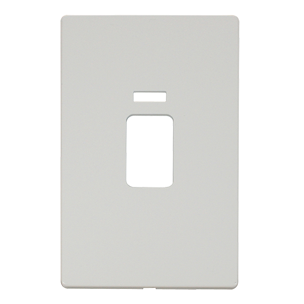 Scolmore SCP203MW - 45A 2 Gang Plate Switch With Neon Cover Plate - Metal White Definity Scolmore - Sparks Warehouse