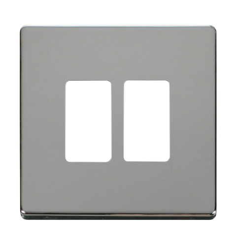 Scolmore SCP20402CH - 2 Gang GridPro® Frontplate - Polished Chrome GridPro Scolmore - Sparks Warehouse