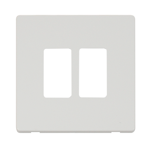 Scolmore SCP20402MW - 2 Gang GridPro® Frontplate - Metal White GridPro Scolmore - Sparks Warehouse
