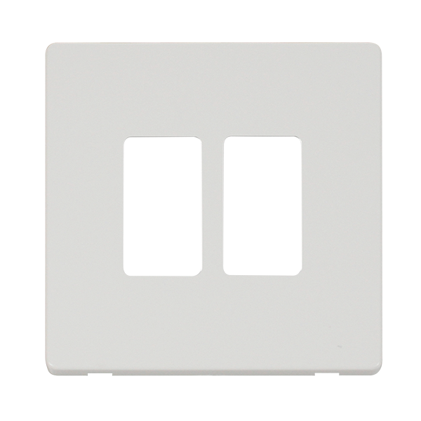Scolmore SCP20402MW - 2 Gang GridPro® Frontplate - Metal White GridPro Scolmore - Sparks Warehouse