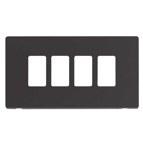Scolmore SCP20404BK - 4 Gang GridPro® Frontplate - Black GridPro Scolmore - Sparks Warehouse
