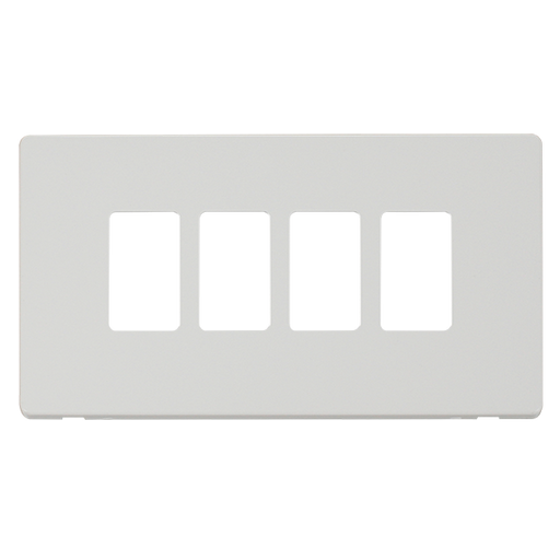 Scolmore SCP20404MW - 4 Gang GridPro® Frontplate - Metal White GridPro Scolmore - Sparks Warehouse