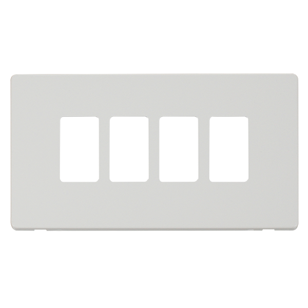 Scolmore SCP20404MW - 4 Gang GridPro® Frontplate - Metal White GridPro Scolmore - Sparks Warehouse