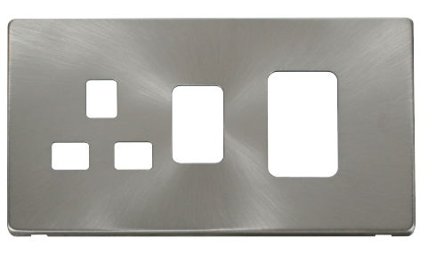 Scolmore SCP204BS - 45A Switch 13A Switched Socket  Cover Plate - Brushed Stainless Definity Scolmore - Sparks Warehouse