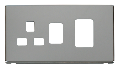 Scolmore SCP204CH - 45A Switch 13A Switched Socket Cover Plate - Chrome Definity Scolmore - Sparks Warehouse