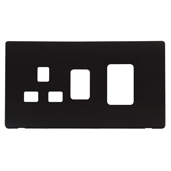 Scolmore SCP204MB - 45A Switch 13A Switched Socket  Cover Plate - Matt Black Definity Scolmore - Sparks Warehouse
