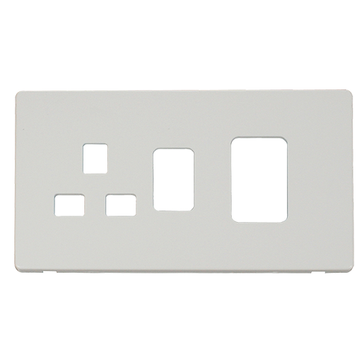 Scolmore SCP204MW - 45A Switch 13A Switched Socket  Cover Plate - Metal White Definity Scolmore - Sparks Warehouse