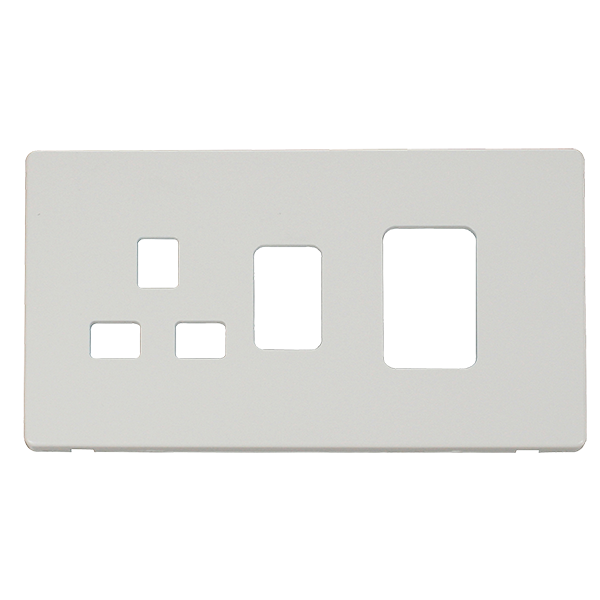 Scolmore SCP204MW - 45A Switch 13A Switched Socket  Cover Plate - Metal White Definity Scolmore - Sparks Warehouse