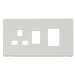 Scolmore SCP204MW - 45A Switch 13A Switched Socket  Cover Plate - Metal White Definity Scolmore - Sparks Warehouse