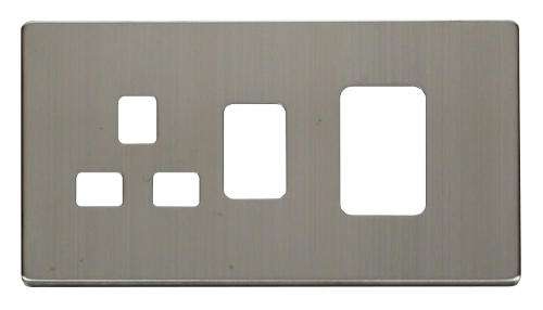 Scolmore SCP204SS - 45A Switch 13A Switched Socket Cover Plate - Stainless Steel Definity Scolmore - Sparks Warehouse