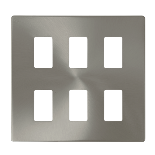 Scolmore SCP20506BS - 6 Gang GridPro® Frontplate - Brushed Stainless GridPro Scolmore - Sparks Warehouse