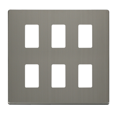 Scolmore SCP20506SS - 6 Gang GridPro® Frontplate - Stainless Steel GridPro Scolmore - Sparks Warehouse