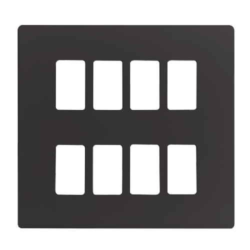 Scolmore SCP20508BK - 8 Gang GridPro® Frontplate - Black GridPro Scolmore - Sparks Warehouse