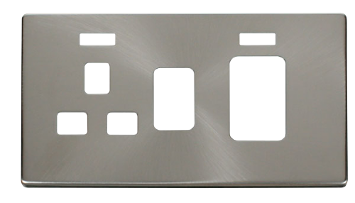 Scolmore SCP205BS - 45A Switch 13A Sw. Socket With Neons Cover Plate - Br. Stainless Definity Scolmore - Sparks Warehouse