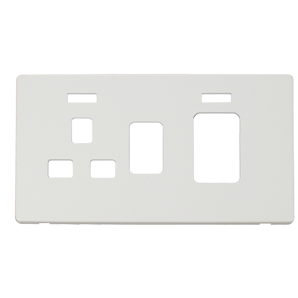 Scolmore SCP205MW - 45A Switch 13A Sw. Socket With Neons Cover Plate - Metal White Definity Scolmore - Sparks Warehouse