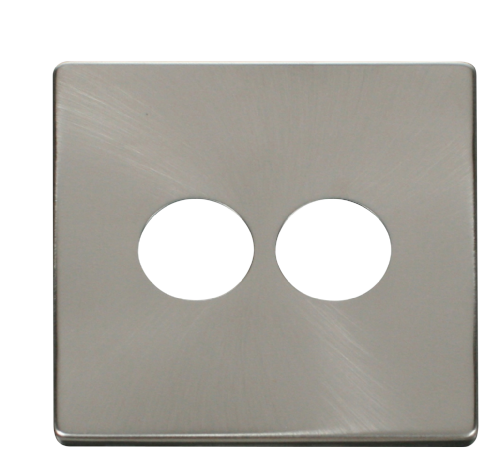 Scolmore SCP222BS - 2 Gang Toggle Switch Cover Plate - Brushed Stainless Definity Scolmore - Sparks Warehouse