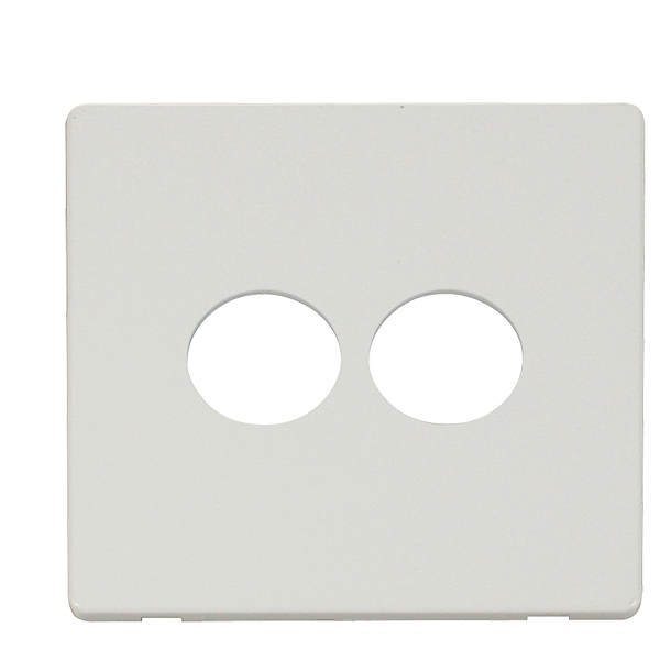 Scolmore SCP222MW - 2 Gang Toggle Switch Cover Plate - Metal White Definity Scolmore - Sparks Warehouse