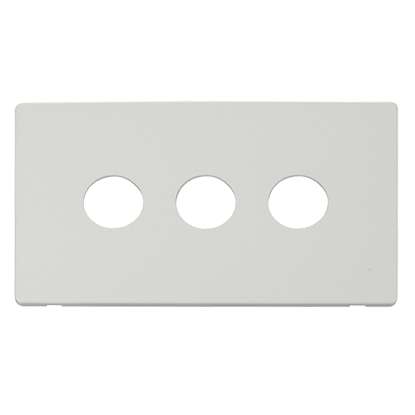 Scolmore SCP223MW - 3 Gang Toggle Switch Cover Plate - Metal White Definity Scolmore - Sparks Warehouse