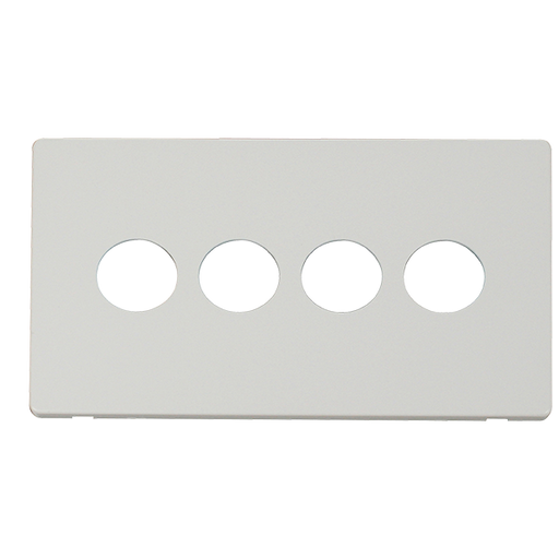 Scolmore SCP224MW - 4 Gang Toggle Switch Cover Plate - Metal White Definity Scolmore - Sparks Warehouse