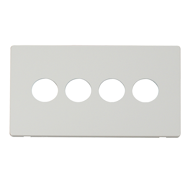 Scolmore SCP224MW - 4 Gang Toggle Switch Cover Plate - Metal White Definity Scolmore - Sparks Warehouse